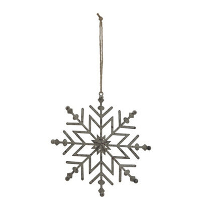 Hill Interiors Rustic Snowflake Christmas Hanging Decoration White (13Cm X 1Cm X 13Cm) - image 1
