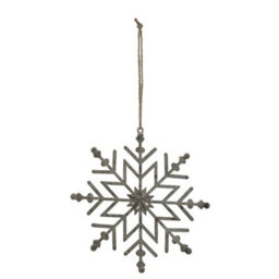 Hill Interiors Rustic Snowflake Christmas Hanging Decoration White (13Cm X 1Cm X 13Cm) - thumbnail 1