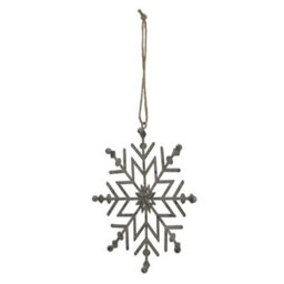 Hill Interiors Rustic Snowflake Christmas Hanging Decoration White (13Cm X 1Cm X 13Cm) - thumbnail 2