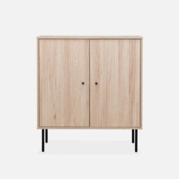 Sweeek - 83.5Cm Storage Cabinet With Grooved Wooden-Effect Natural 83.5X39X92.5 Cm - Braga - thumbnail 2