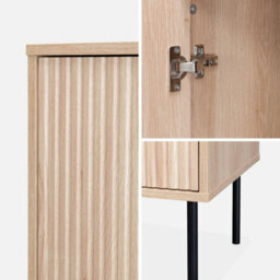 Sweeek - 83.5Cm Storage Cabinet With Grooved Wooden-Effect Natural 83.5X39X92.5 Cm - Braga - thumbnail 4