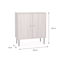 Sweeek - 83.5Cm Storage Cabinet With Grooved Wooden-Effect Natural 83.5X39X92.5 Cm - Braga - thumbnail 5