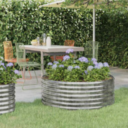 Berkfield Durable Garden Planter Powder-Coated Steel 100X100X36 Cm Silver - thumbnail 2
