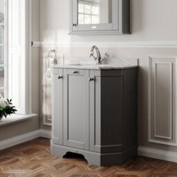Hudson Reed Floor Standing 3-Door Angled Vanity Unit With 1 Tap Hole Grey Marble Top & Basin, Storm Grey, 786X470mm - thumbnail 4