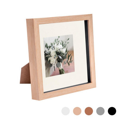 "Nicola Spring 8 X 8"" Photo Frame - Light Wood/ivory Mount - 3D Photo Frame Picture Frame Box Portrait Display Case (22.5 X 22.5Cm)" - image 1