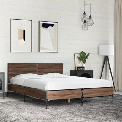 Berkfield Bed Frame Without Mattress Brown Oak 135X190 Cm Double - image 1