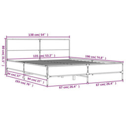 Berkfield Bed Frame Without Mattress Brown Oak 135X190 Cm Double - thumbnail 9
