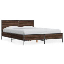 Berkfield Bed Frame Without Mattress Brown Oak 135X190 Cm Double - thumbnail 2