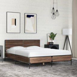 Berkfield Bed Frame Without Mattress Brown Oak 135X190 Cm Double - thumbnail 1