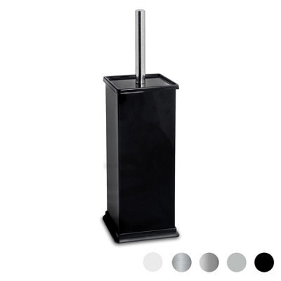 Harbour Housewares Black Toilet Brush And Holder - Square Brush With Non Slip Base Rust Resistant Toilet Cleaning Brush Set - image 1