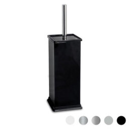 Harbour Housewares Black Toilet Brush And Holder - Square Brush With Non Slip Base Rust Resistant Toilet Cleaning Brush Set - thumbnail 1