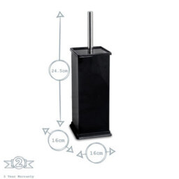 Harbour Housewares Black Toilet Brush And Holder - Square Brush With Non Slip Base Rust Resistant Toilet Cleaning Brush Set - thumbnail 3