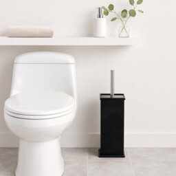 Harbour Housewares Black Toilet Brush And Holder - Square Brush With Non Slip Base Rust Resistant Toilet Cleaning Brush Set - thumbnail 7