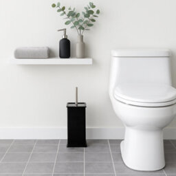 Harbour Housewares Black Toilet Brush And Holder - Square Brush With Non Slip Base Rust Resistant Toilet Cleaning Brush Set - thumbnail 6