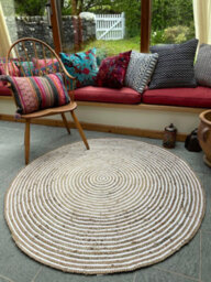 Second Nature Online Chakkar Pale Stripe Round Jute Beige Hall Rug / 120 Cm Diameter - thumbnail 5