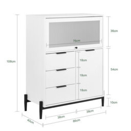 Sobuy Fsb94-W, Sideboard Side Cabinet Storage Cabinet Cupboard With 3 Drawers And 2 Doors,white,w80Xd40Xh107.5 - thumbnail 3