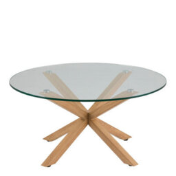 Furniture To Go Heaven Round Coffee Table With Smoked Glass Top And Oak Legs - thumbnail 2