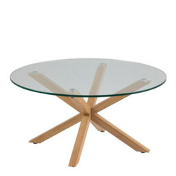 Furniture To Go Heaven Round Coffee Table With Smoked Glass Top And Oak Legs - thumbnail 1