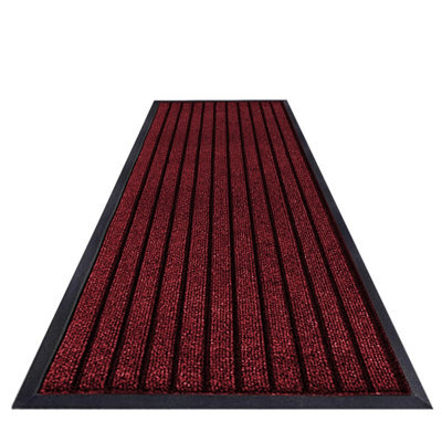 Imperial Rooms Dirt Absorbent Red Rubber Mat Non Slip Washable Striped Barrier Mat 0.8M X 1.5M - image 1