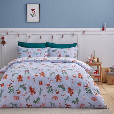 Catherine Lansfield Christmas Gingerbread Multicolour Duvet Cover Set Single Bedding Set - image 1