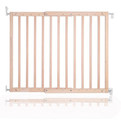 Safetots Top Of The Stairs Screw Fitted Stair Gate, Natural Wooden, 63.5Cm - 105.5Cm, Wood Baby Gate, Safety Gate - image 1