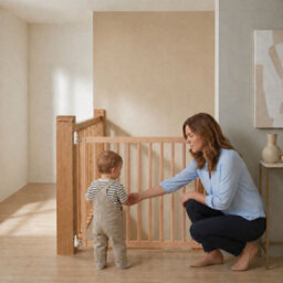 Safetots Top Of The Stairs Screw Fitted Stair Gate, Natural Wooden, 63.5Cm - 105.5Cm, Wood Baby Gate, Safety Gate - thumbnail 7