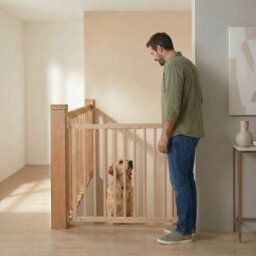 Safetots Top Of The Stairs Screw Fitted Stair Gate, Natural Wooden, 63.5Cm - 105.5Cm, Wood Baby Gate, Safety Gate - thumbnail 8
