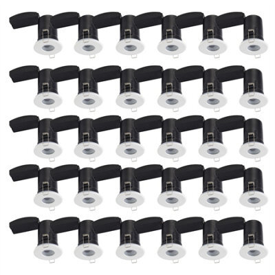 First Choice Lighting Set Of 30 - White Ip65 Bathroom Recessed Fire Rated Downlights - image 1