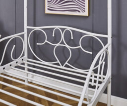 Lila Metal Four Poster Princess Bed Frame White Single - thumbnail 3