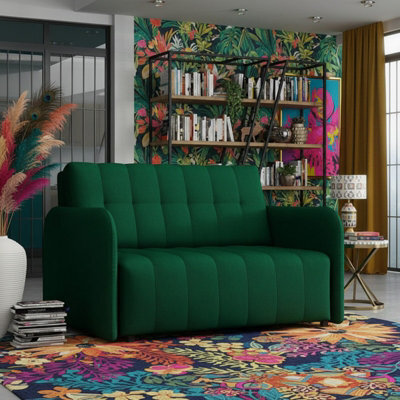 Viva Grand Ii Upholstered Living Room Sofa Bed With Wooden Legs Wave Spring Frame Bedding Storage 85X125X98Cm Green - image 1