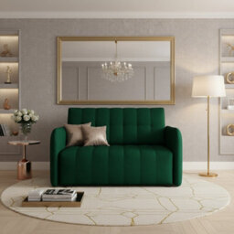 Viva Grand Ii Upholstered Living Room Sofa Bed With Wooden Legs Wave Spring Frame Bedding Storage 85X125X98Cm Green - thumbnail 2