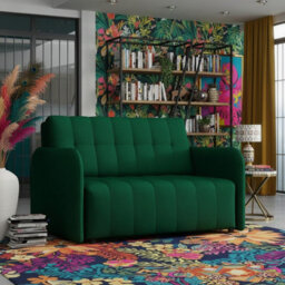 Viva Grand Ii Upholstered Living Room Sofa Bed With Wooden Legs Wave Spring Frame Bedding Storage 85X125X98Cm Green - thumbnail 1