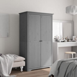 Berkfield Wardrobe Bodo Grey 101X52X176.5 Cm Solid Wood Pine - thumbnail 1