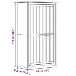 Berkfield Wardrobe Bodo Grey 101X52X176.5 Cm Solid Wood Pine - thumbnail 8