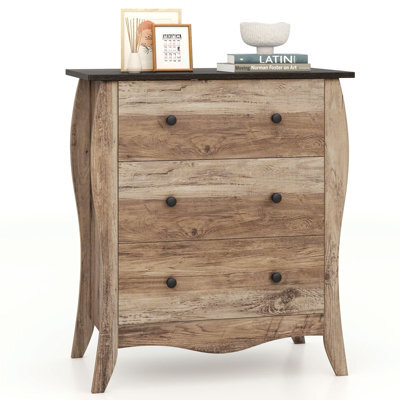 Gainoom 3-Drawer Dresser Brown Farmhouse Chest Of Drawers For Bedroom - image 1