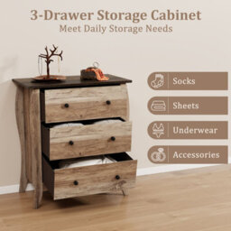 Gainoom 3-Drawer Dresser Brown Farmhouse Chest Of Drawers For Bedroom - thumbnail 2