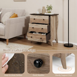 Gainoom 3-Drawer Dresser Brown Farmhouse Chest Of Drawers For Bedroom - thumbnail 3