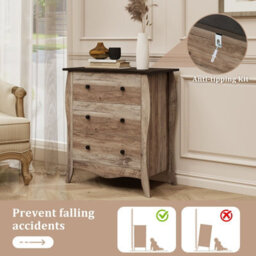 Gainoom 3-Drawer Dresser Brown Farmhouse Chest Of Drawers For Bedroom - thumbnail 4