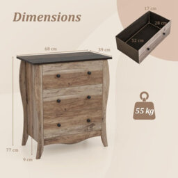 Gainoom 3-Drawer Dresser Brown Farmhouse Chest Of Drawers For Bedroom - thumbnail 8