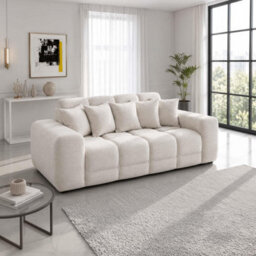 Furnishings For Less UK Jenson Natural Plush Velvet 3 + 2 Seater Sofa Set With Deep Seats - thumbnail 8