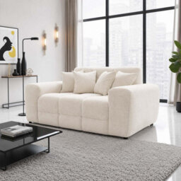 Furnishings For Less UK Jenson Natural Plush Velvet 3 + 2 Seater Sofa Set With Deep Seats - thumbnail 4