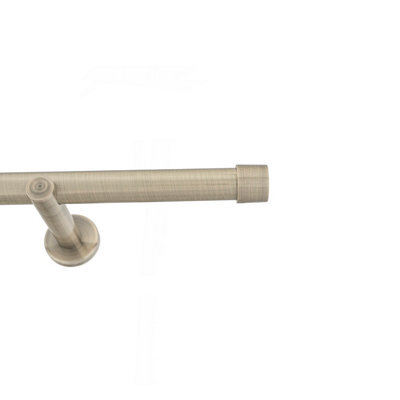 Toolty Antique Brass Metal Curtain Pole 25mm With Finials Rod Modern Brackets Luna 175Cm