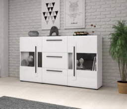 Arte Tulsa Modern Display Cabinet In White Gloss - W1800mm X H1030mm X D390mm - thumbnail 3