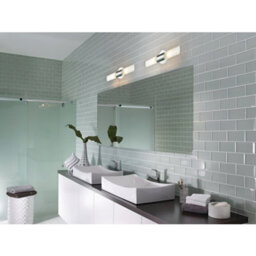 Happy Homewares Modern Chrome Ip44 Rated Bathroom Wall Light Fitting With Tubular Glass Shades - thumbnail 6