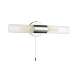 Happy Homewares Modern Chrome Ip44 Rated Bathroom Wall Light Fitting With Tubular Glass Shades - thumbnail 3