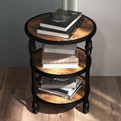 3-Tier Round Side Table Living Room Bedside Small End Table Walnut Effect (W)45Cm (H)60Cm - image 1