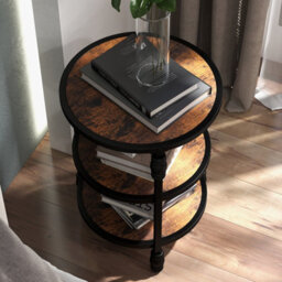 3-Tier Round Side Table Living Room Bedside Small End Table Walnut Effect (W)45Cm (H)60Cm - thumbnail 6