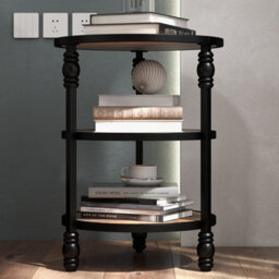 3-Tier Round Side Table Living Room Bedside Small End Table Walnut Effect (W)45Cm (H)60Cm - thumbnail 2