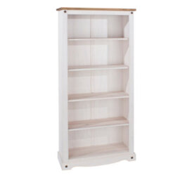 Core Products Corona White Tall Bookcase, White Wax & Antique Wax Top H176.6Cm X W80.0Cm X D29.6Cm - thumbnail 3
