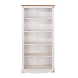 Core Products Corona White Tall Bookcase, White Wax & Antique Wax Top H176.6Cm X W80.0Cm X D29.6Cm - thumbnail 2